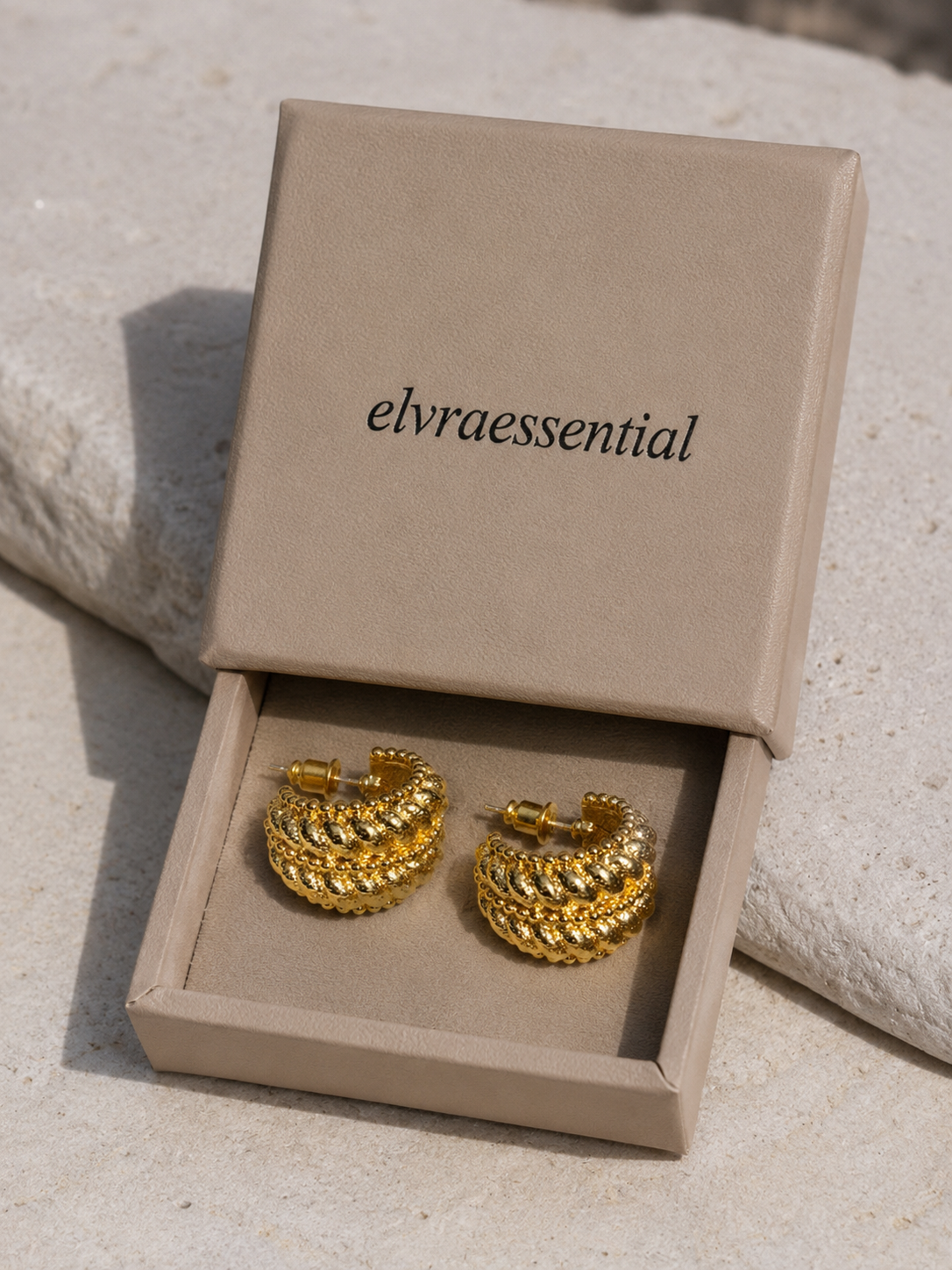 Voyage Line Dual-Tone Luxe C-Hoop Earrings