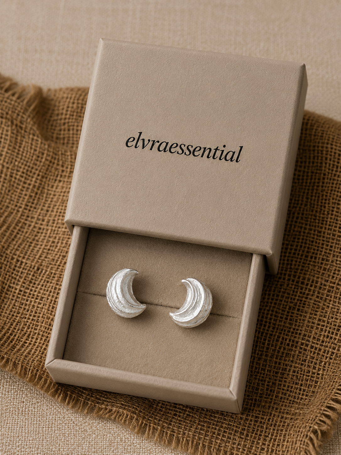 White Crest Matte Silver Wave C-Hoops