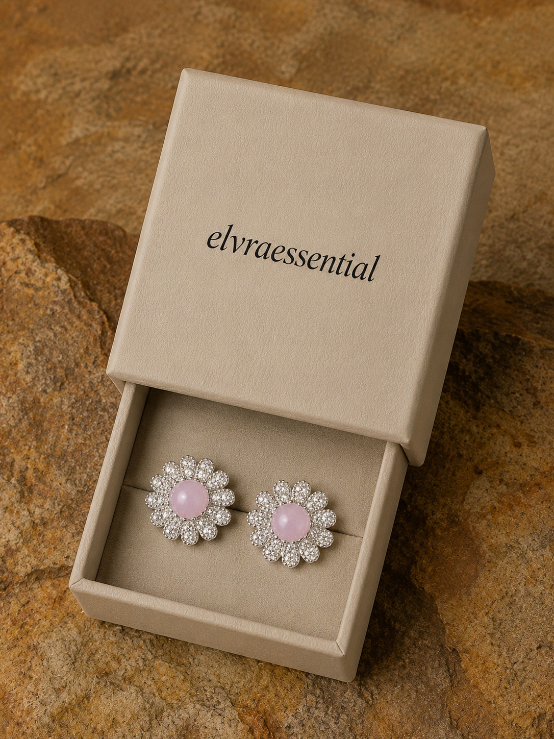 Lilac Daisy Silver Bloom Textured Studs