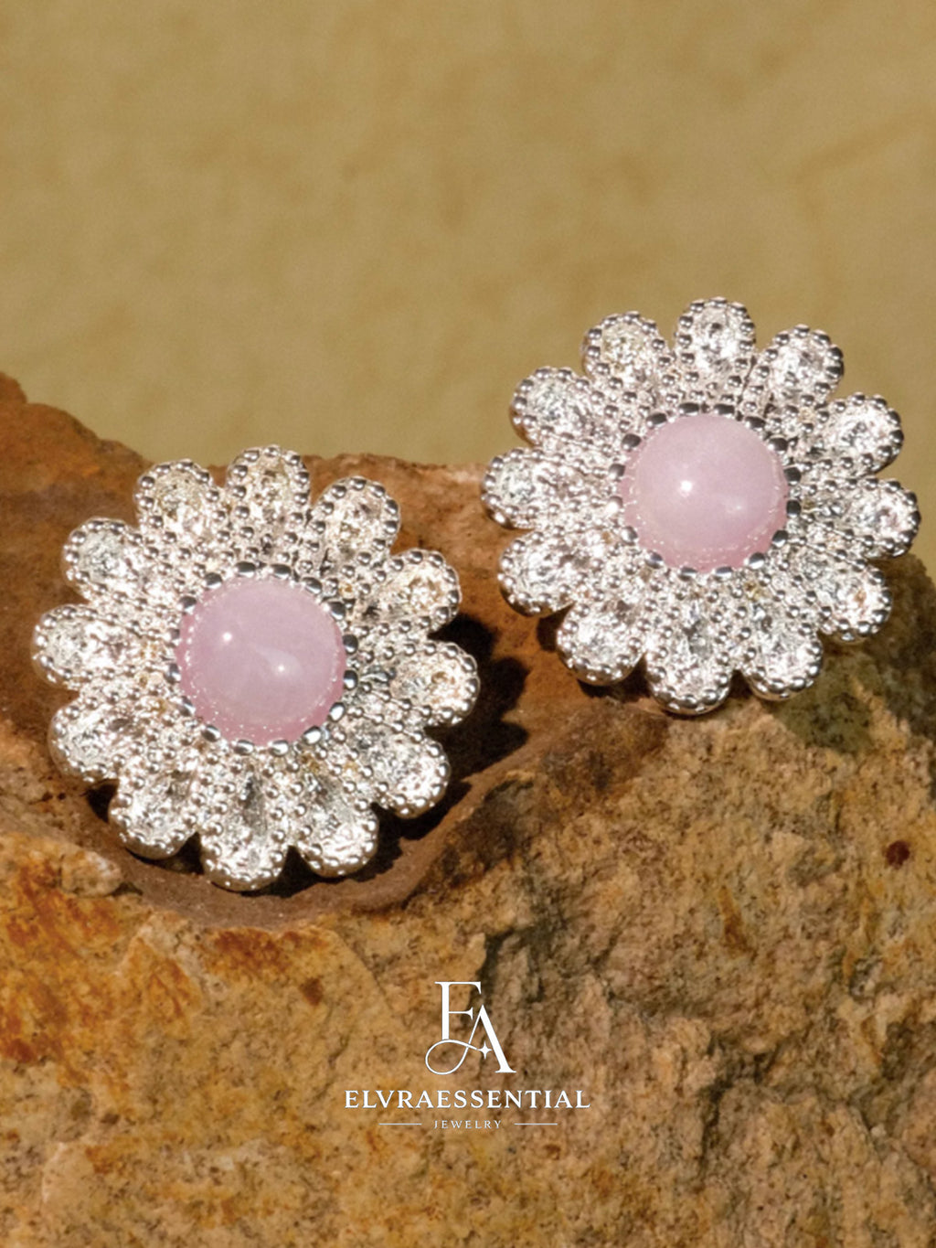 Lilac Daisy Silver Bloom Textured Studs