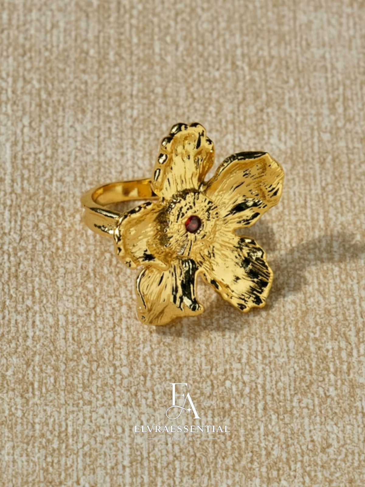 Oleander Bloom French Duo-Tone Open Ring