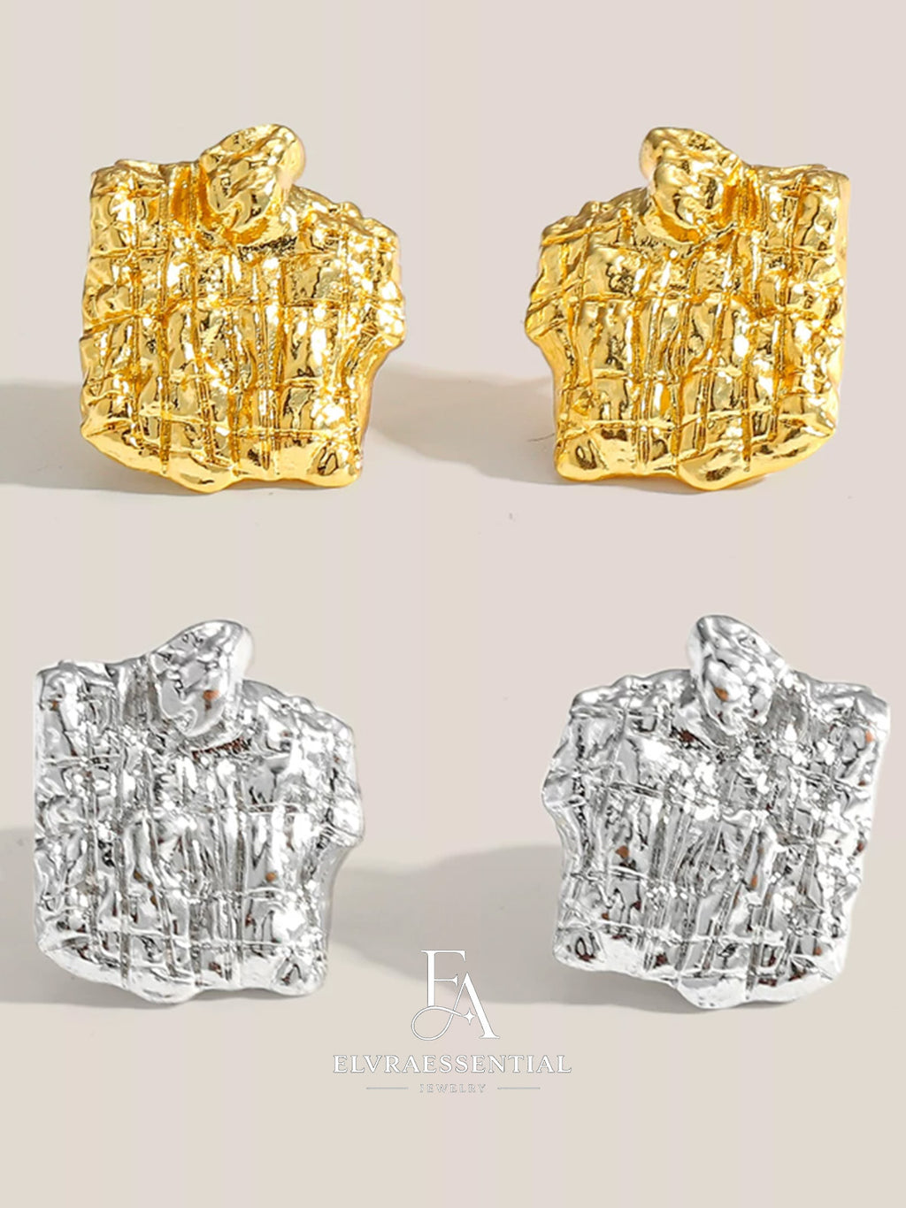 Retro Grain Artisan Stud Earrings