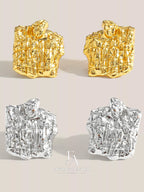 Retro Grain Artisan Stud Earrings