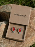 Pomegranate Dew Red Agate Waterdrop Studs