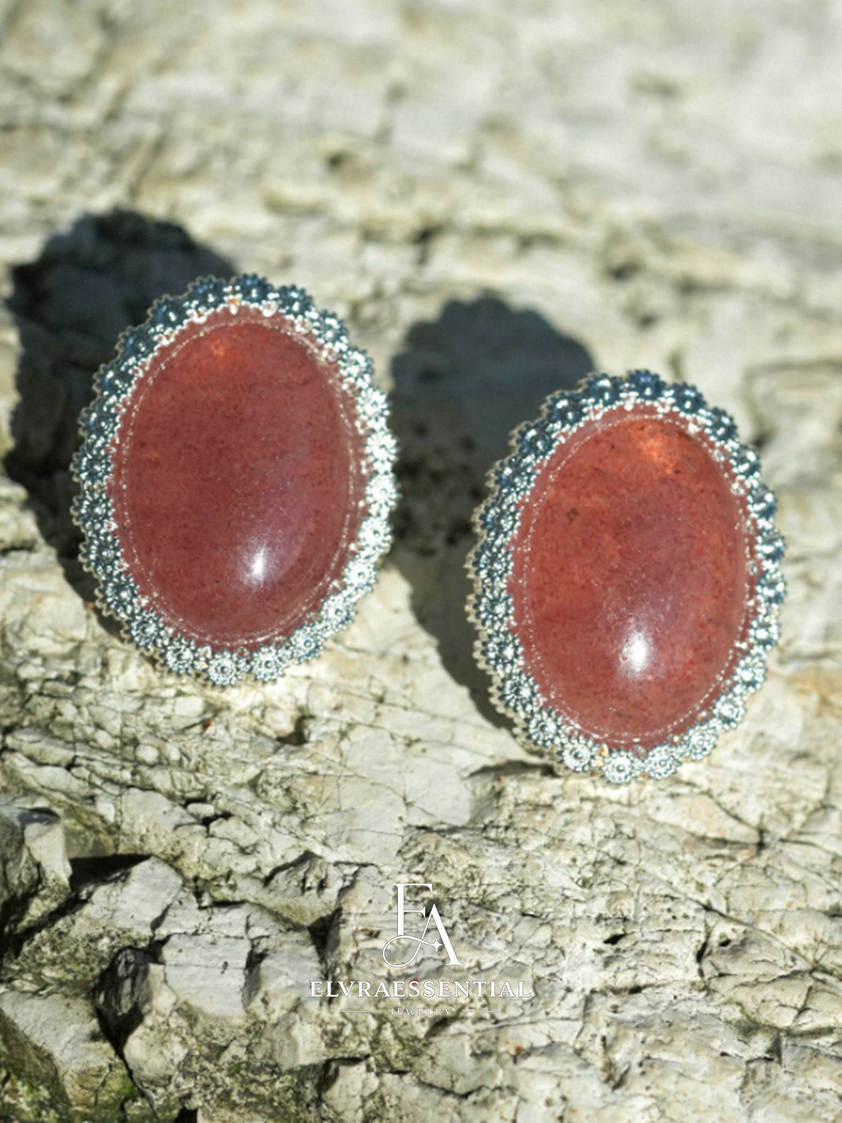 Strawberry Quartz Sweet Arc Earrings