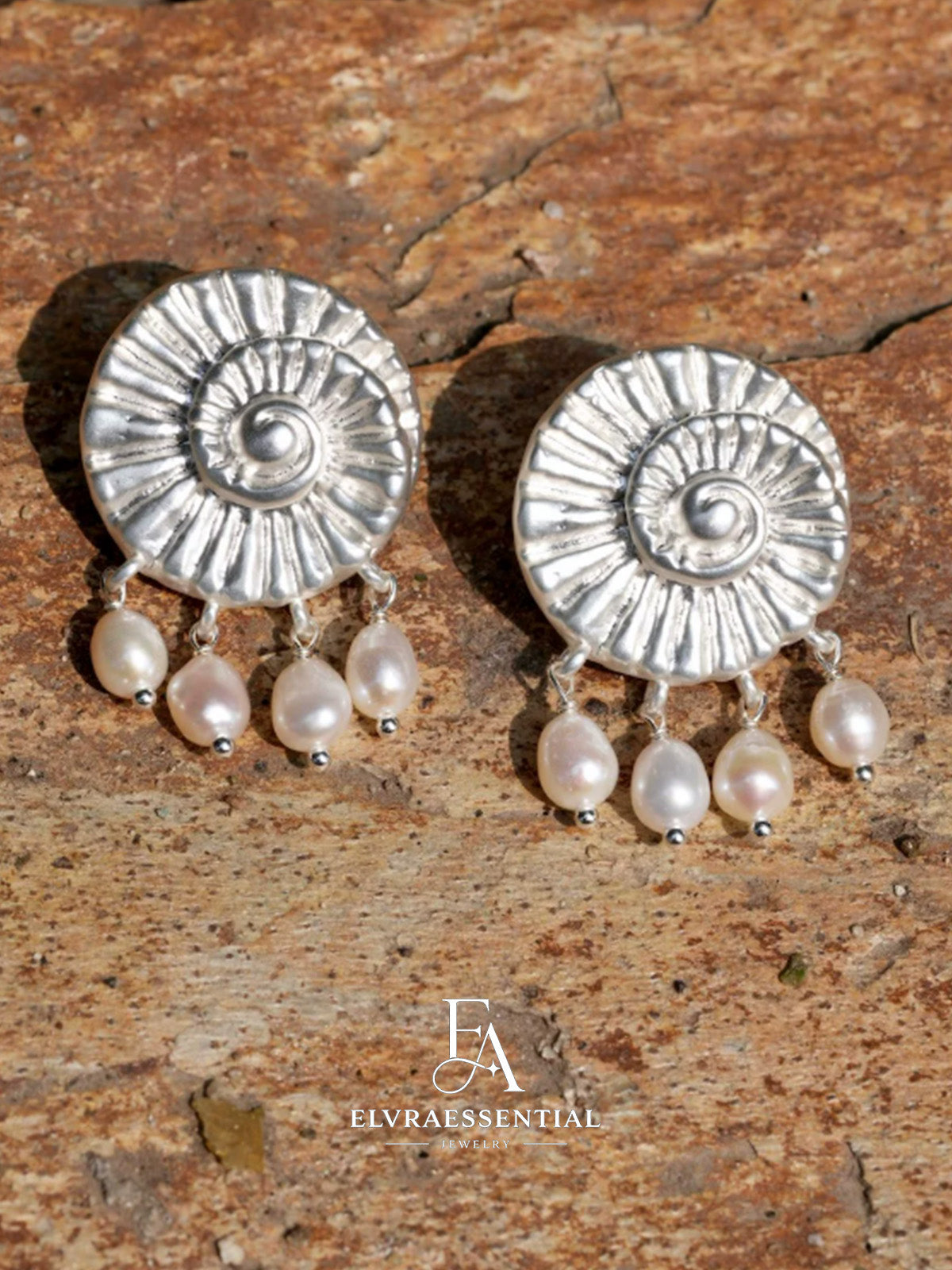 Ancient Reef Fossil Pearl Relic Earrings