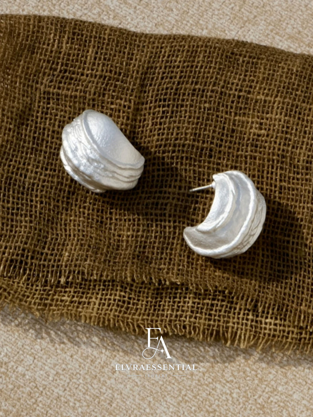 White Crest Matte Silver Wave C-Hoops