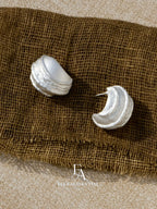 White Crest Matte Silver Wave C-Hoops