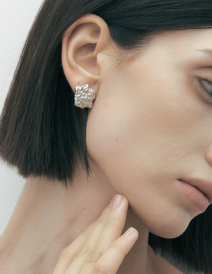Retro Grain Artisan Stud Earrings