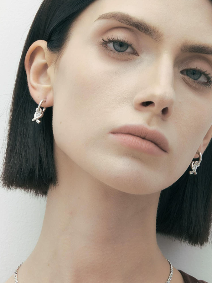 Twisted Drop Edge Stud Earrings