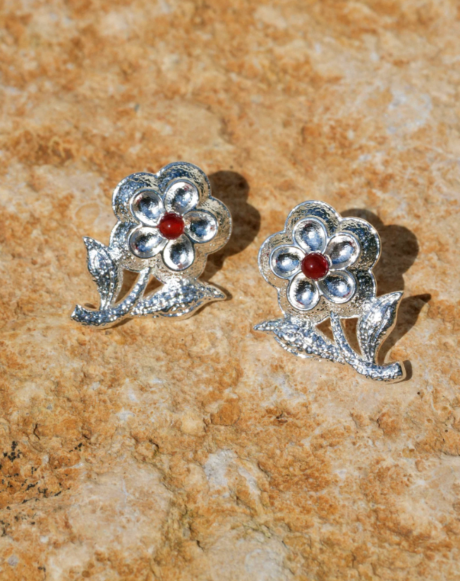 Red Agate Blossom Muse Studs