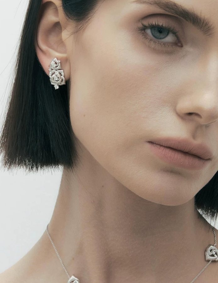 Twin Rose Petite Luxe Statement Earrings