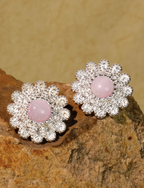 Lilac Daisy Silver Bloom Textured Studs