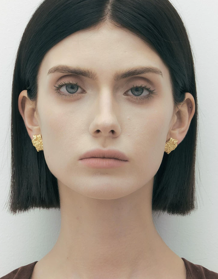 Retro Grain Artisan Stud Earrings