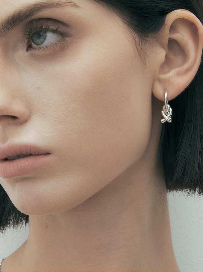 Twisted Drop Edge Stud Earrings