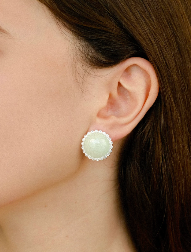 Lagoon Flora Pastel Stone Disc Earrings