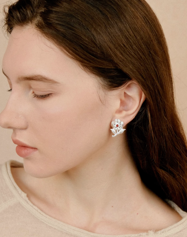 Red Agate Blossom Muse Studs
