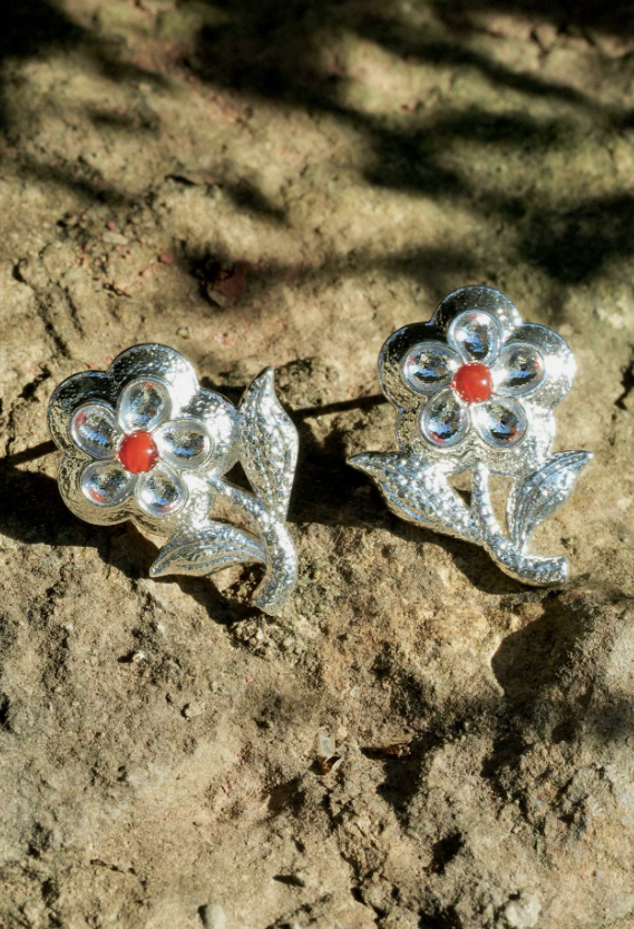 Red Agate Blossom Muse Studs