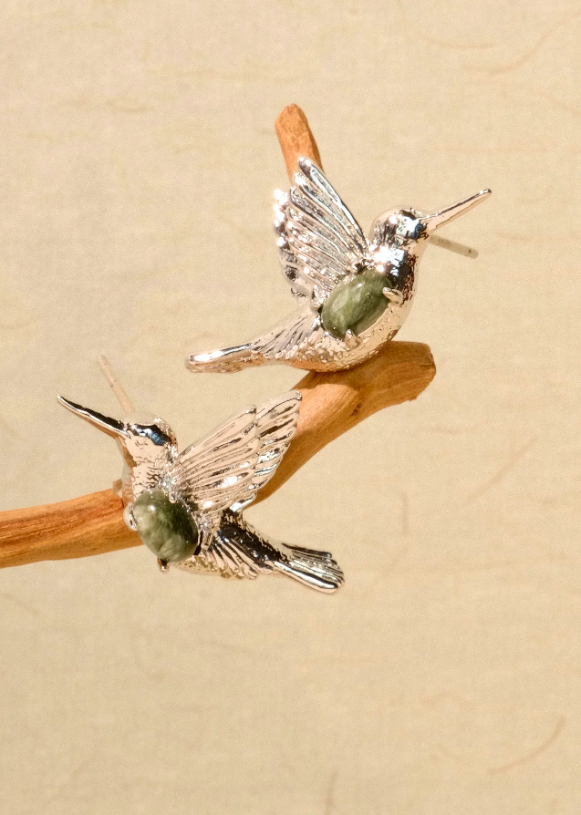 Hummingbird Verdant Aura Artisan Earrings