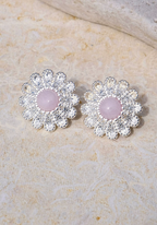 Lilac Daisy Silver Bloom Textured Studs