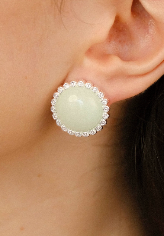 Lagoon Flora Pastel Stone Disc Earrings