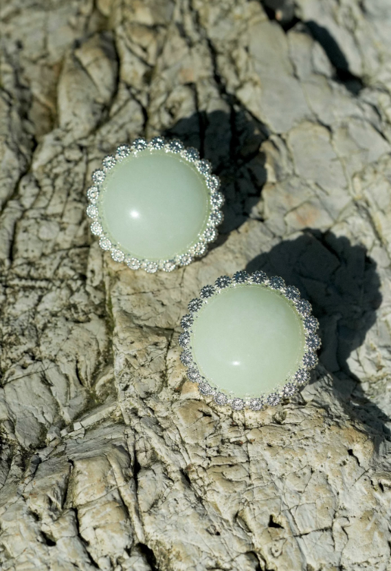 Lagoon Flora Pastel Stone Disc Earrings