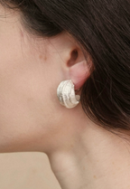 White Crest Matte Silver Wave C-Hoops