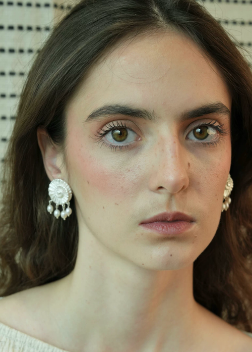 Ancient Reef Fossil Pearl Relic Earrings