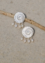 Ancient Reef Fossil Pearl Relic Earrings