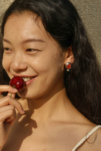 Pomegranate Dew Red Agate Waterdrop Studs