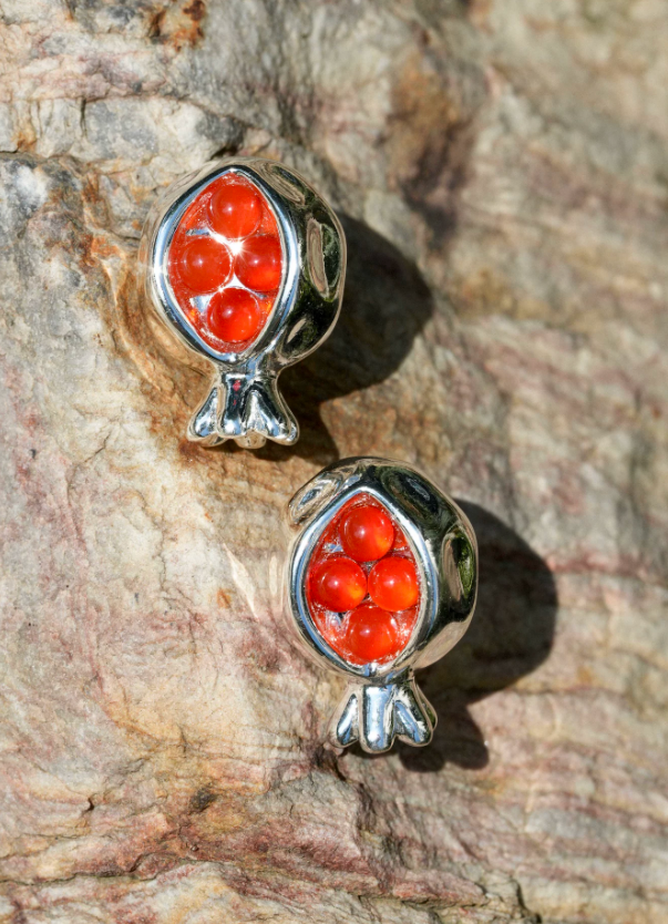 Pomegranate Dew Red Agate Waterdrop Studs