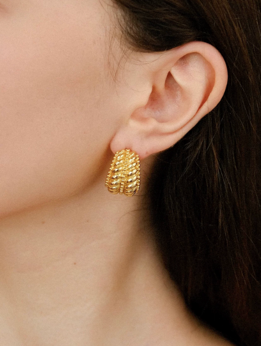 Voyage Line Dual-Tone Luxe C-Hoop Earrings