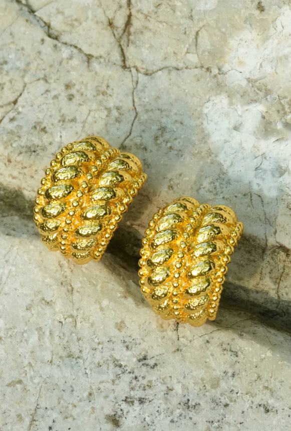 Voyage Line Dual-Tone Luxe C-Hoop Earrings