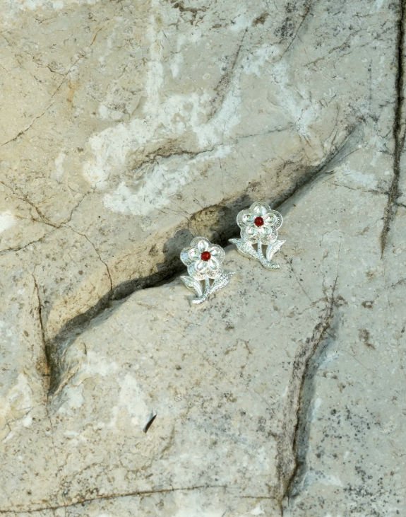 Red Agate Blossom Muse Studs