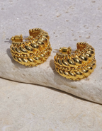 Voyage Line Dual-Tone Luxe C-Hoop Earrings