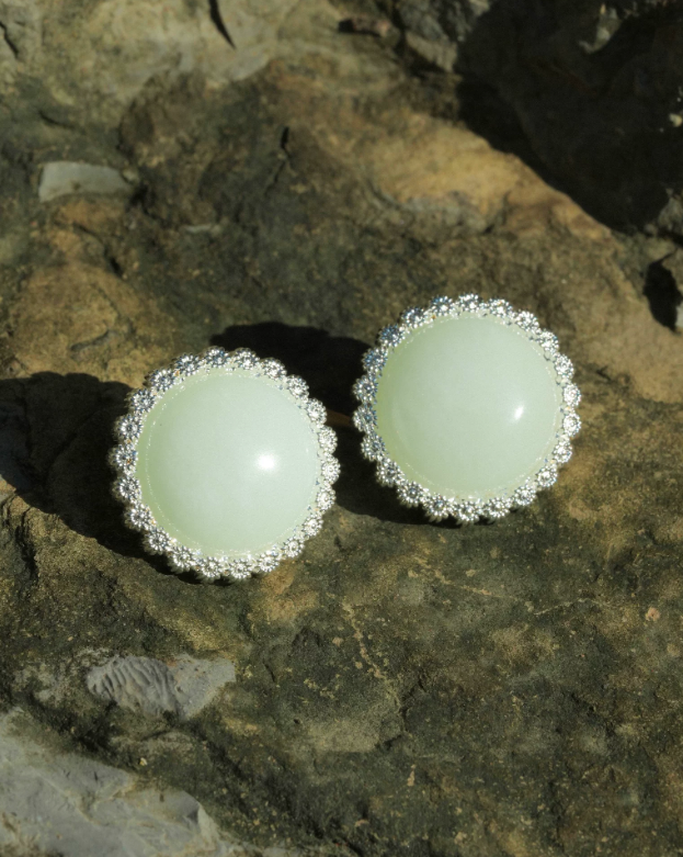 Lagoon Flora Pastel Stone Disc Earrings